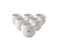 like. by Villeroy & Boch Lot de 6 coquetiers avec Love - Dimensions : environ 5,5 x 5,5 x 4,5 cm - Blanc avec décor aquarelle rouge - Passe au lave-vaisselle et au micro-ondes - Motif cœur