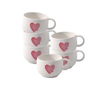 like. by Villeroy & Boch Lot de 6 tasses à expresso With Love - Dimensions : environ 8,5 x 6,5 x 4,5 cm - Blanc avec décor aquarelle rouge - Passe au lave-vaisselle et au micro-ondes - Motif cœur