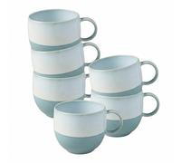 like. by Villeroy & Boch Lot de 6 tasses Perlemor Aqua avec anse - Dimensions : environ 12,5 × 9,5 × 8,5 cm - Bleu - Passe au lave-vaisselle et au micro-ondes - Émail à effet poterie - Porcelaine de
