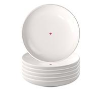 like. by Villeroy & Boch With Love Lot de 6 assiettes en porcelaine de qualité supérieure - Dimensions : environ 16 x 16 x 3 cm - Blanc avec décor aquarelle rouge - Passe au lave-vaisselle et au