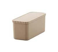 Like-it | STC-03 | Bacs de rangement en plastique avec couvercle | Conteneurs empilables | Salle de jeux, salle de classe, placard, bureau | 36,2 x 14,8 x 15,2 cm | Beige | 1,59 gal