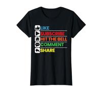 Like Subscribe Hit The Bell Commentaires Share Livestreaming T-Shirt Graphique avec Valeur, Femme, Noir, XL