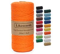 Likeecords Corde Macramé 2mm*200m,Fil macramé Naturel Coton Cordon pour Hanging Plant DIY Décoration,Tapisserie, Suspension de Fleurs, Rideau et Divers Travaux Manuels （Orange）