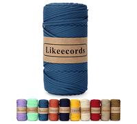 Likeecords Cordon élastique tressé en Polyester pour macramé, Crochet, 4 mm, pour Loisirs créatifs, Suspension de Plantes, Sac, décoration d'intérieur (Bleu foncé)