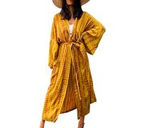LikeJump Femme Peignoir Kimono Robe Maxi Cache-maillot de plage Grande taille Peignoir d'été
