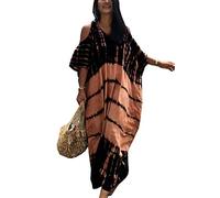 LikeJump Femmes Bohémien Col en V Bohème Kimono Maxi Bikini Cover Ups Été Robe de Plage Caftan