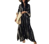 LikeJump Femmes Bohémien Col en V Bohème Kimono Maxi Bikini Cover Ups Été Robe de Plage Caftan