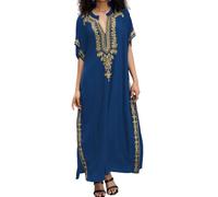 LikeJump Femmes Boho Kaftan Robe de Plage Cover Ups Maillots de Bain Kimono Maxi Tops