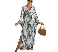 LikeJump Femmes Boho Kaftan Robe de Plage Cover Ups Maillots de Bain Kimono Maxi Tops