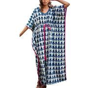 LikeJump Femmes Col en V Bohème Kimono Maxi Bikini Cover Ups Été Robe de Plage Caftan