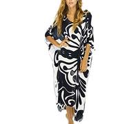 LikeJump Femmes Coton Robe Grande Taille Eté Caftan Longue Kimono Bikini Cover-Up Plage Tunique Maillot de Bain