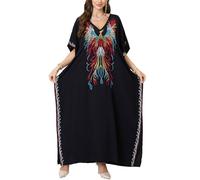 LikeJump Femmes Kimono Long Caftan Brodé Maxi Kimono Peignoir Ample Pour La Maison Robes Décontractées Pour La Chambre, Taille unique