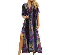 LikeJump Femmes Robe Boho de Plage Maxi Caftan Cache-Maillot Sarong Maillot de Bain Cover Ups