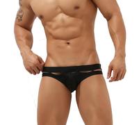 LikeJump Maillot de bain taille basse pour homme - Short de surf - Bas de bikini, Noir F, XXL