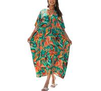 LikeJump Robe de plage surdimensionnée style bohème pour femme, A3 vert orange, taille unique