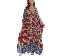 LikeJump Robe longue pour femme Kaftan chemise de nuit spacieuse Homewear grande taille Maxi Kimono Débardeurs Caftans, taille unique