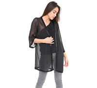 likemary Cardigans Longs Femmes - Élégants Kimonos Gilets en Chiffon - Vestes Légères Ouvertes sur Le Devant - Noir Ebbelli