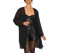 likemary Cardigans Longs Femmes - Élégants Kimonos Gilets en Chiffon - Vestes Légères Ouvertes sur Le Devant - Noir