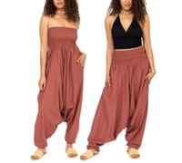likemary Combinaison Femme Été en Coton - 2 en 1 Sarouel Pantalon Fluide Femme à Taille Élastique - Combinaison Convertible Avec Poches - Vieux rose