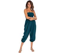 likemary Combinaison pour Femmes - Transformable en Pantalon Harem en Coton - Tenue 2-en-1 - Combinaison Genie Taille Unique et Pantalons Harem avec Poches, Idéale Pour les Vacances - Sarcelle