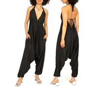 likemary Combinaison pour Femmes - Transformable en Pantalon Harem en Coton - Tenue 2-en-1 - Combinaison Genie Taille Unique et Pantalons Harem avec Poches, Idéale Pour les Vacances - Noir