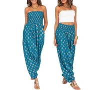 likemary Combinaisons pour femme se transforme en sarouel en coton - 2 en 1 | 100 % coton, combinaison sarouel avec poches, pantalon génie à jambe ballon, se transforme en une barboteuse longue sans