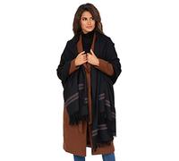 likemary Mansi Echarpe en Laine Mérinos Tissée à la Main avec Motif - Châle Plaid Chaud Voyage - Foulard Oversize Commerce Équitable - Étole Pashmina Décontracté - Écharpe Longue pour Femme Noir