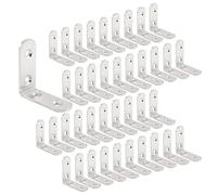 LIKERAINY Raccord d'angle Coudéen 50x50x16mm Acier Inox Équerre d'assemblage de Fixation Connecteurs de Support pour Étagère en Bois Armoire Chaise Table Porte Meubles 40 Pièces