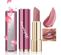 Likesing 1 Pièces Pailleté Rouge a Levre Longue Tenue Rouge a Levre Nude Rose Rouges à Lèvres Sans Transfert Brillant à Lèvres Rouge Lip Gloss Lipstick Kit Femme Maquillage Coffret Cadeau Anniversaire
