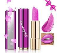 Likesing 1 Pièces Pailleté Rouge a Levre Longue Tenue Rouge a Levre Nude Rose Rouges à Lèvres Sans Transfert Brillant à Lèvres Rouge Lipstick Lip Gloss Kit Femme Fille Maquillage Coffret Cadeau Noël