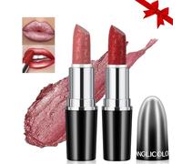 Likesing 2 Pièces Lot Rouge a Levre Pailleté Longue Tenue Rouge a Levre Nude Rose Rouges à Lèvres Sans Transfert Brillant à Lèvres Rouge Lip Gloss Lipstick Kit Coffret Cadeau Femme Maquillage Kit