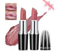 Likesing 2 Pièces Lot Rouge a Levre Pailleté Longue Tenue Rouge a Levre Nude Rose Rouges à Lèvres Sans Transfert Brillant à Lèvres Rouge Lip Gloss Lipstick Kit Coffret Cadeau Femme Maquillage Kit