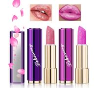 Likesing 2 Pièces Pailleté Rouge a Levre Longue Tenue Rouge a Levre Nude Rose Rouges à Lèvres Sans Transfert Brillant à Lèvres Rouge Lip Gloss Lipstick Kit Femme Maquillage Coffret Cadeau Anniversaire