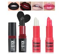 Likesing 3 Pièces Lot Rouge a Levre Pailleté Noir Blanc Longue Tenue Rouge a Levre Rose Sans Transfert Rouges à Lèvres Brillant à Lèvres Rouge Lip Gloss Lipstick Kit Halloween Maquillage Femme Cadeau