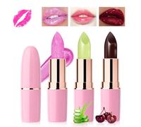 Likesing 3 Pièces Lot Rouge a Levre Rose Pailleté Aloe Vera Magique Change Couleur Jelly Lipstick Rouge Levre Mat Longue Tenue Baume a Levre Teinté Brillant à Lèvres Maquillage Femme Cadeau