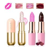 Likesing 3 Pièces Lot Rouge a Levre Rose Pailleté Magique Change Couleur Jelly Lipstick Rouge Levre Mat Longue Tenue Baume a Levre Teinté Brillant à Lèvres Maquillage Femme Anniversaire Cadeau