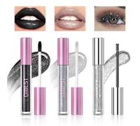 Likesing 3 Pièces Rouge a Levre Pailleté Mascara Couleur Noir Longue Tenue Rouge a Levre Lot Sans Transfert Rouges à Lèvres Brillant à Lèvres Rouge Lip Gloss Lipstick Mascara Maquillage Cadeau Femme