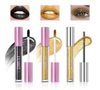 Likesing 3 Pièces Rouge a Levre Pailleté Mascara Couleur Noir Longue Tenue Rouge a Levre Lot Sans Transfert Rouges à Lèvres Brillant à Lèvres Rouge Lip Gloss Lipstick Mascara Maquillage Cadeau Femme