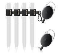 Likesing 4 Pièces Porte Stylo et 2 Pièces Badge Enrouleur Pen Holder Small Porte-Stylo Rétractable Pen Loop Néoprène Élastique Accessoire Bureau Travail pour Enseignants Elèves Personnel Vente