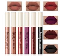 Likesing 6 Pièces Lot Rouge a Levre Noir Mat Longue Tenue Rouge a Levre Rouges à Lèvres Sans Transfert Brillant à Lèvres Rouge Gloss Lipstick Kit Coffret Maquillage Femme Filles Halloween Cadeau