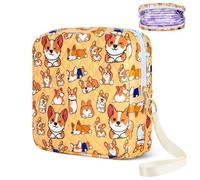 Likesing Porte-tampon pour sac à main, sac de rangement matelassé pour serviettes hygiéniques pour filles et femmes, pochette portable d'urgence féminine (chien orange)
