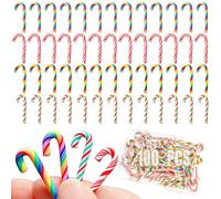 LIKETURE Lot de 100 fausses cannes de Noël en forme de canne à sucre torsadée en argile pour décoration de sapin de Noël, mini canne à sucre d'orge poivrée, décoration à suspendre aux arbres, loisirs