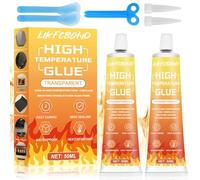 LIKFCBOND Colle Haute Température, 2 Pièces Silicone Haute Temperature, Silicone ignifuge Transparent, Mastic Refractaire Silikon Convient Aux Cheminées, Fours, Poêles, Boucliers Thermiques, 100 ML