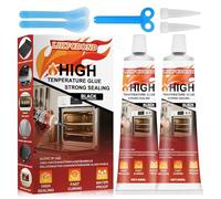 LIKFCBOND Colle Haute Température, Colle Réfractaire, 2 Pièces, 50ML | Colle Joint Four Haute Température, Colle Joint Cheminée Noir - Mastic Réfractaire pour Cheminées, Poêles, Fours