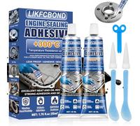 LIKFCBOND Mastic pour Moteur Noir, 2 Pièces 50ML Silicone Haute Température, Mastic pour Joint de Culasse, Supporte 300℃, Durcissement Rapide pour Cylindres, Carters D'huile Et Boîtes de Vitesses