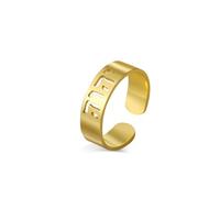 LIKGREAT Bague Hébraïque Tétragramme Nom de Dieu Jéhovah Bague en Acier Inoxydable Bijoux Amulette Juive Chrétienne pour Homme et Femme (Or)