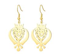 Likgreat Boucles d’Oreilles Lion Couronné Boucles d’Oreilles Épée Khanda Sikh en Acier Inoxydable Bijoux Sikhisme Bijoux Hip Hop Punk Animal pour Femme (Or)