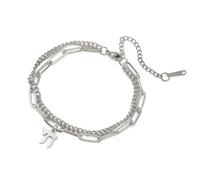 LIKGREAT Bracelet Hébreu Chai Symbole de Vie Juif Bracelet Amulette de Protection Religieuse Juive Bijoux pour Femmes (style3 argent)