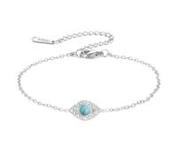 LIKGREAT Bracelet Mauvais Œil avec Turquoise en Acier Inoxydable Bracelet Evil Eye Bleu Amulette de Protection Œil Turc Délicate Bijoux avec Zircone pour Femmes (2-Argent)
