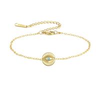 LIKGREAT Bracelet Mauvais Œil avec Turquoise en Acier Inoxydable Bracelet Evil Eye Bleu Amulette de Protection Œil Turc Délicate Bijoux avec Zircone pour Femmes (3-Or)
